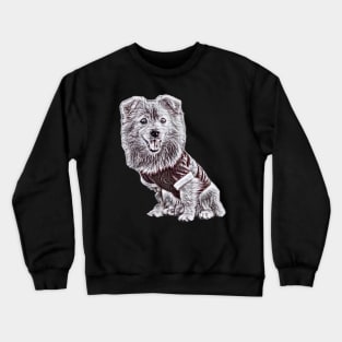 Pomeranian Portrait - Pomeranian Gift Black and White Sketch Crewneck Sweatshirt